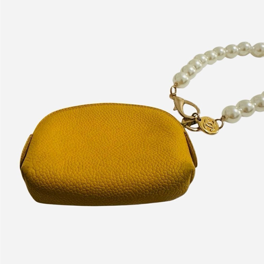 Chanel Yellow Cosmetic Bag with Iconic Logo - Picture 12 of 16